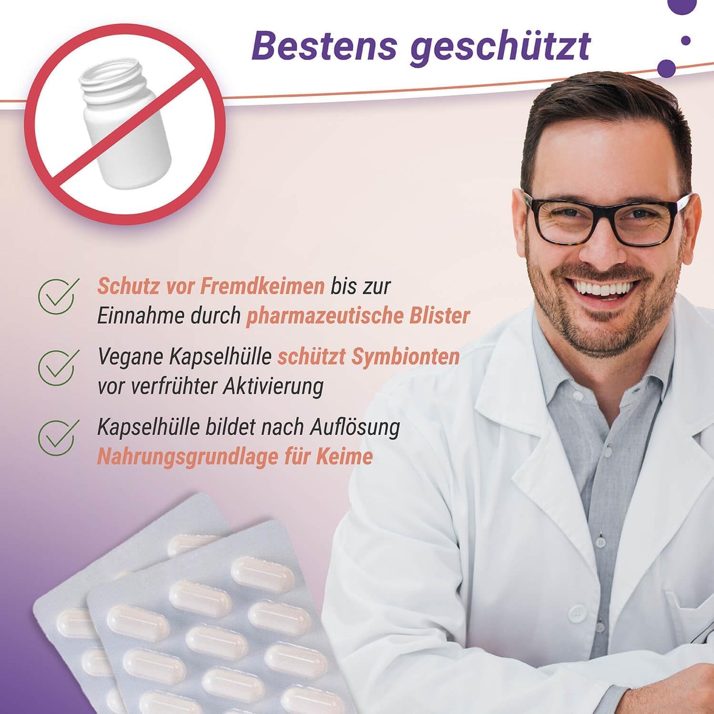 probio6 Kapseln | Mit 6 Premium Bakterienkulturen Darmbakterien | 30 Kapseln | Monatsversorgung
