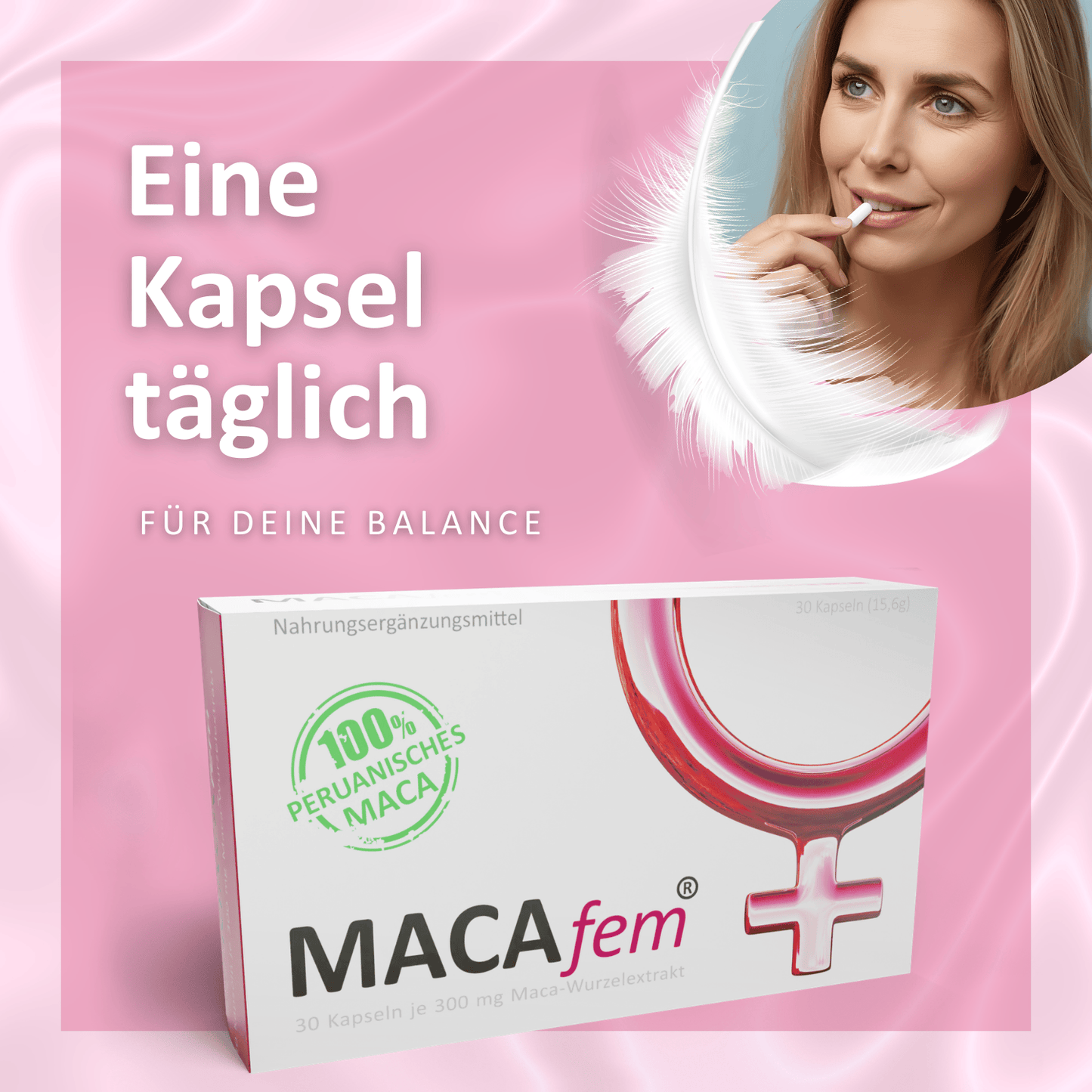 MACAfem® Maca Kapseln hochdosiert | Wechseljahre Kapseln für die Frau | k. chem. Libido Booster.