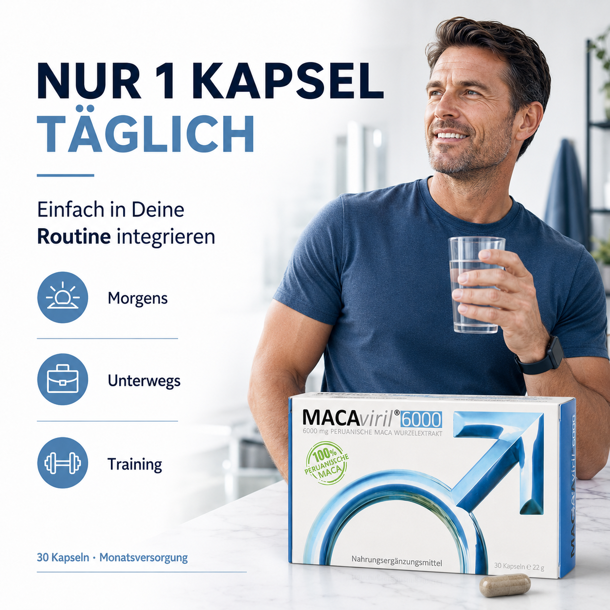 MACAviril 6000® Maca Kapseln hochdosiert für den Mann | k. chem Potenzmittel, Testosteron Booster