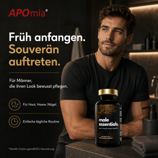 male essentials. Haut Haare & Bart | Biotin Zink Selen Silizium | Bartwuchs, Bartpflege für Männer